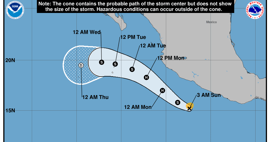 Tropical Tropical Storm form out of the Southwest Coast of Mexico