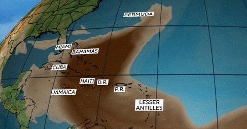 Massive Sahara Dust Cloud is clobing the caribbean on their way to the US
