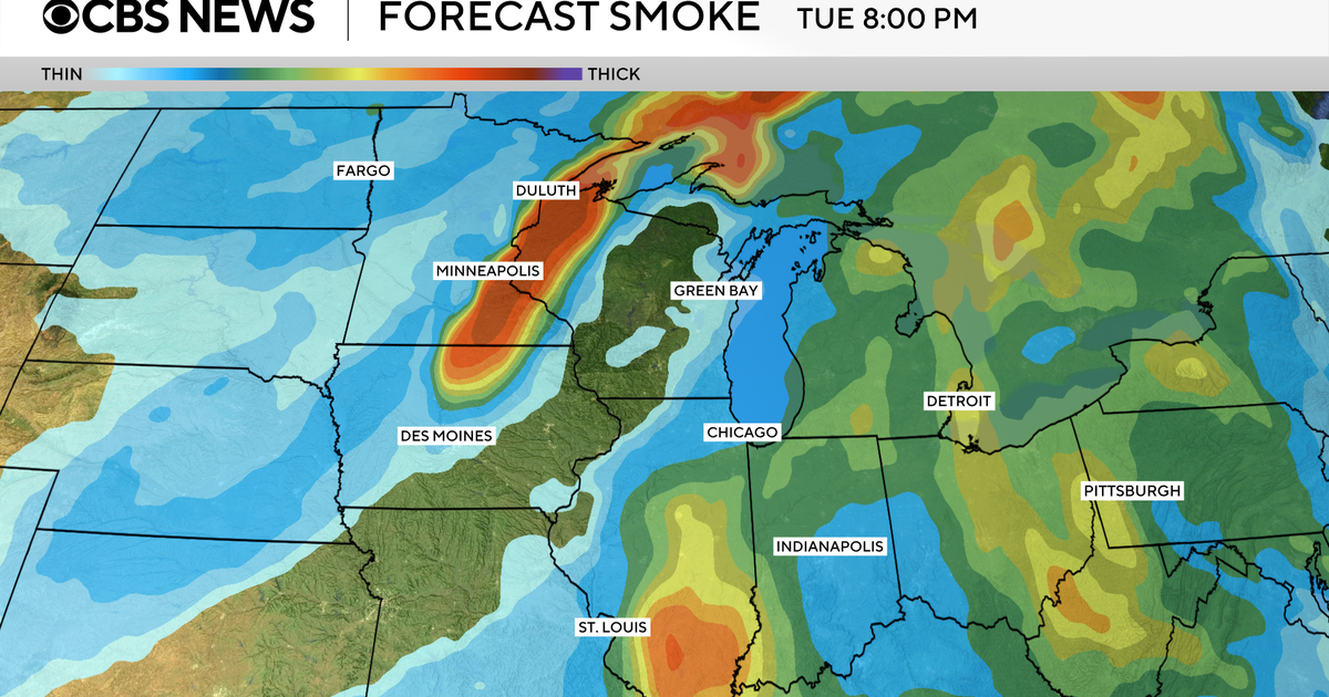 Cards show the US air quality and the forecast of Canada Wildfire