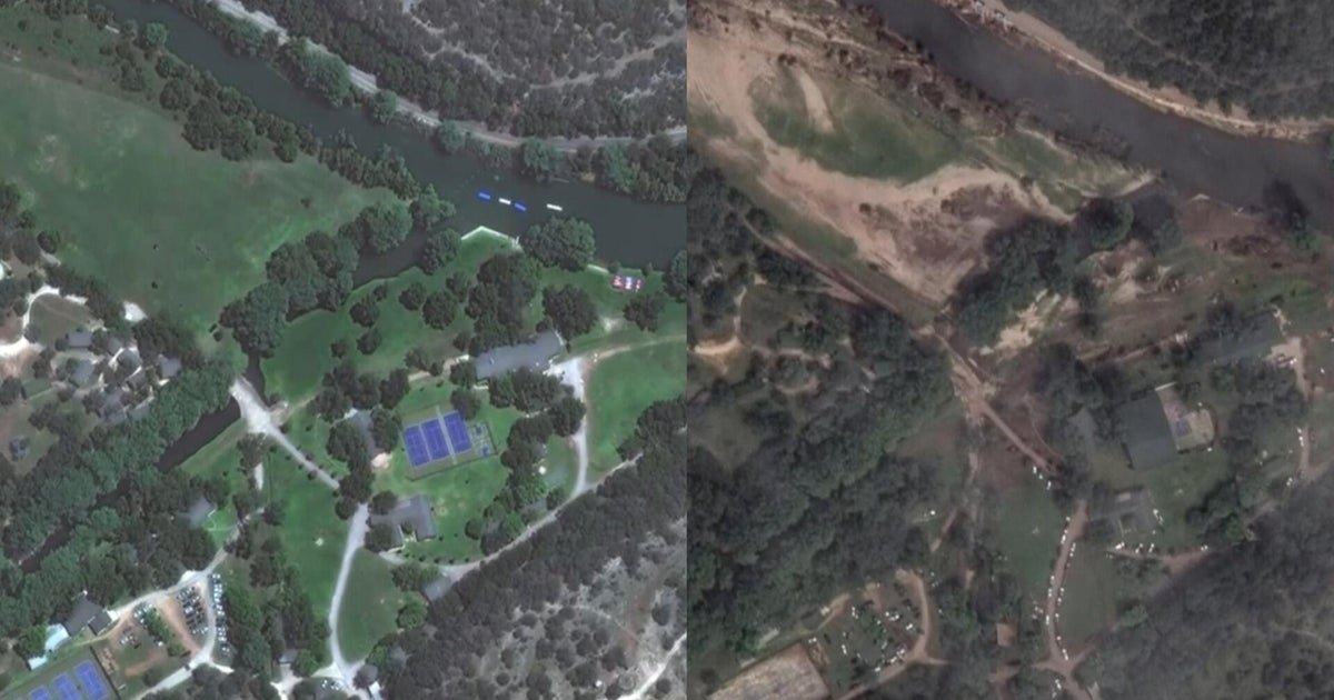 Before-and-after pictures show the flooding devastation of the Texas as search operations continue